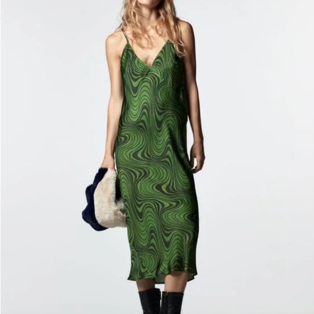 Zara Green Swirl Pattern Dress